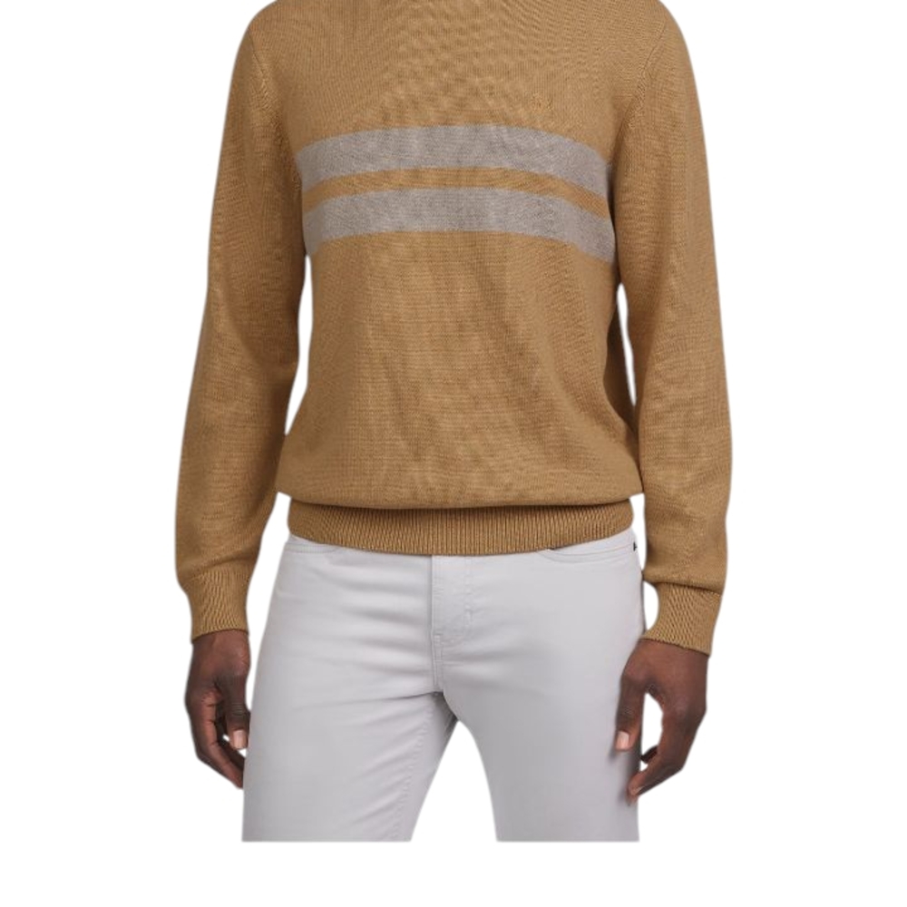 Chaps Tan and Gray Mens Crewneck Sweater Size M NWT